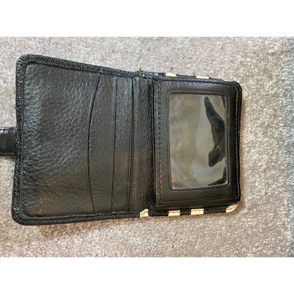 Brighton Black Pebbled Leather Shoulder Bag Braided Strap & Zebra Print Wallet - Picture 7 of 16